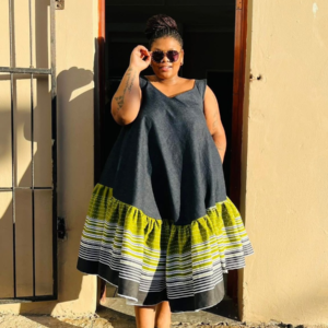 Denim & Lime Umbhaco Ruffle Tent Dress