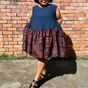 Terracotta Geometric Drop-Waist Dress