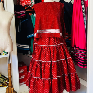 Cherry Polka Shweshwe Tiered Set