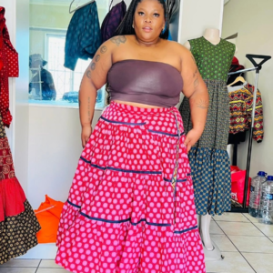 Fuschia Dot Maxi Skirt