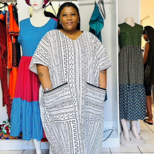 Ancestral Lines Mudcloth Kaftan dress