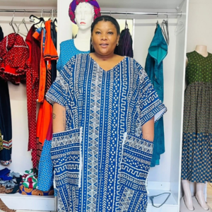 Indigo River Mudcloth Kaftan Dress